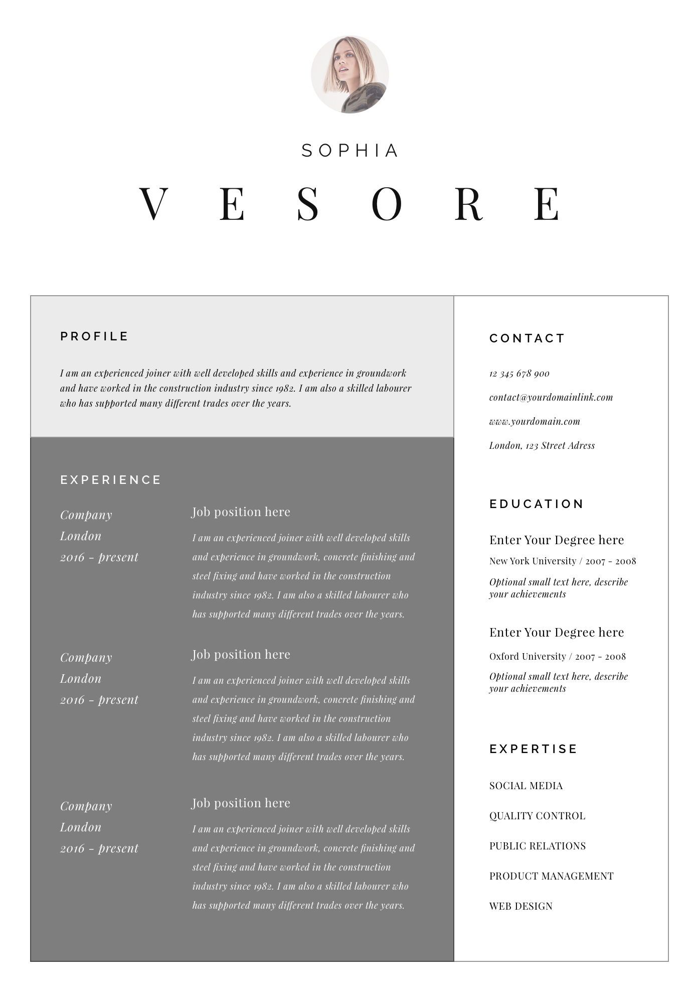 Modern Resume Template With Photo For Word Pages with proportions 1394 X 1974