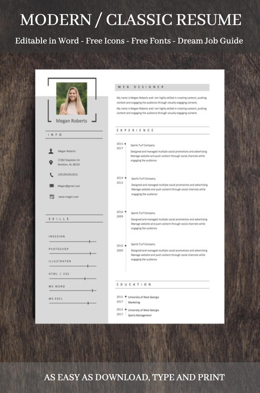 Modern Resume Template With Photo Resume Template Word intended for sizing 856 X 1292