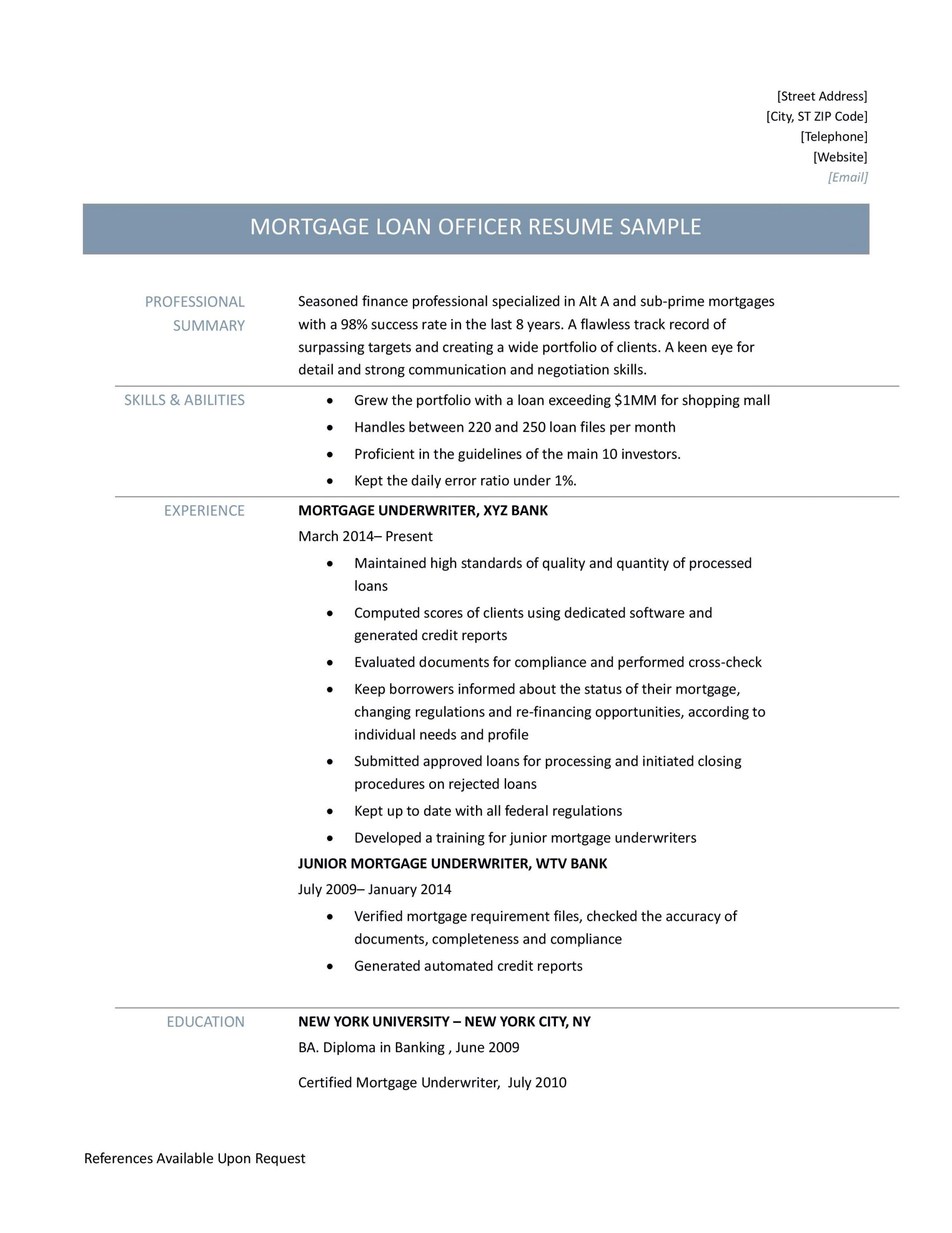 Mortgage Underwriter Resume Samples Tips And Template inside proportions 2550 X 3300