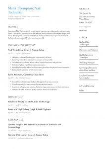 Nail Technician Resume Examples Writing Tips 2020 Free regarding size 1440 X 2036