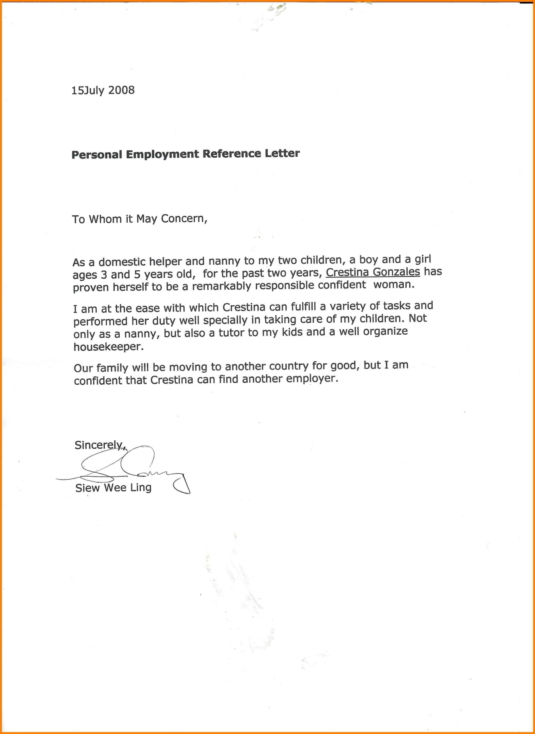 Nanny Reference Letter Panera throughout measurements 2568 X 3525