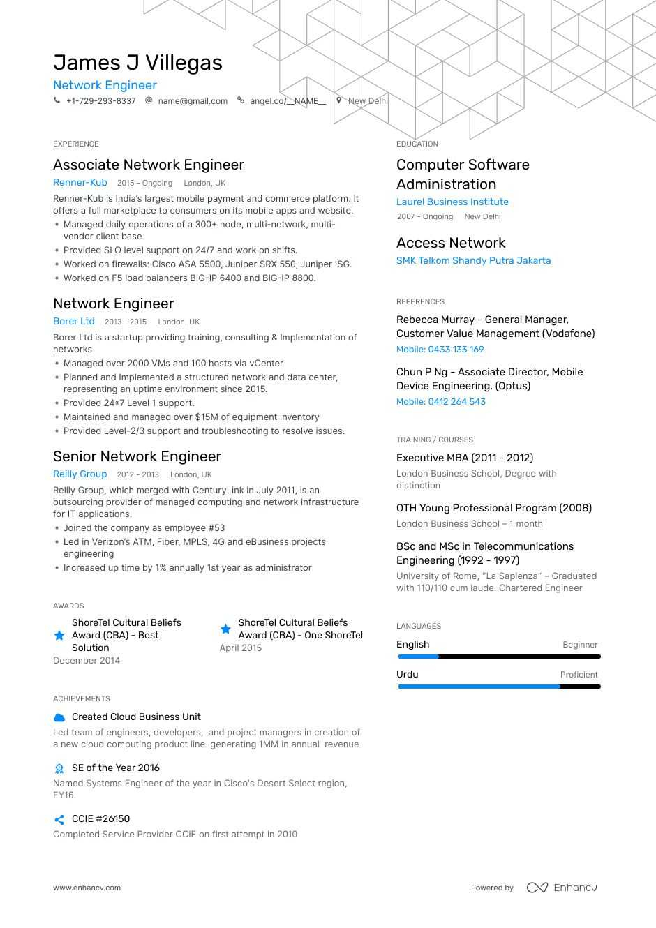 Network Engineer Resume 8 Step Ultimate Guide For 2020 Enhancv for size 940 X 1330