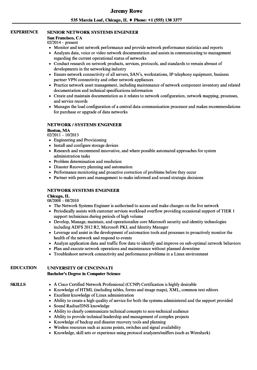 Network Systems Engineer Resume Samples Velvet Jobs intended for proportions 860 X 1240