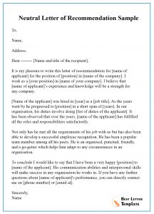 Neutral Letter Of Recommendation Sample Best Letter Template for measurements 1300 X 1806