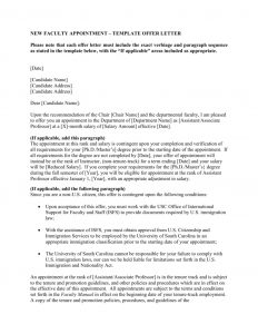 New Faculty Appointment Template Offer Letter regarding dimensions 791 X 1024