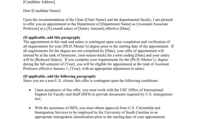 New Faculty Appointment Template Offer Letter regarding dimensions 791 X 1024