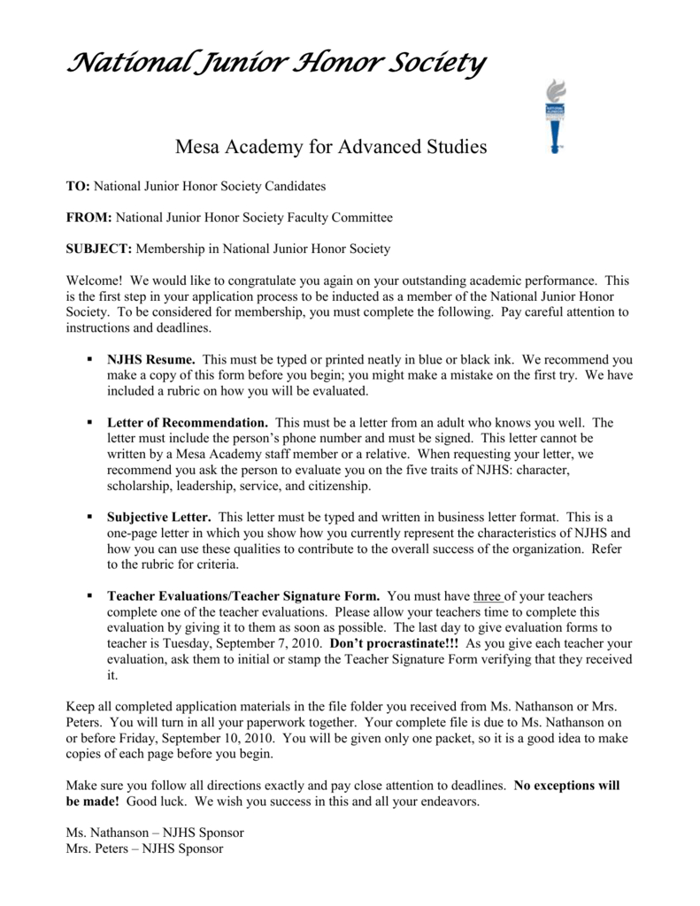 Njhs Letter Of Recommendation Debandje within measurements 791 X 1024