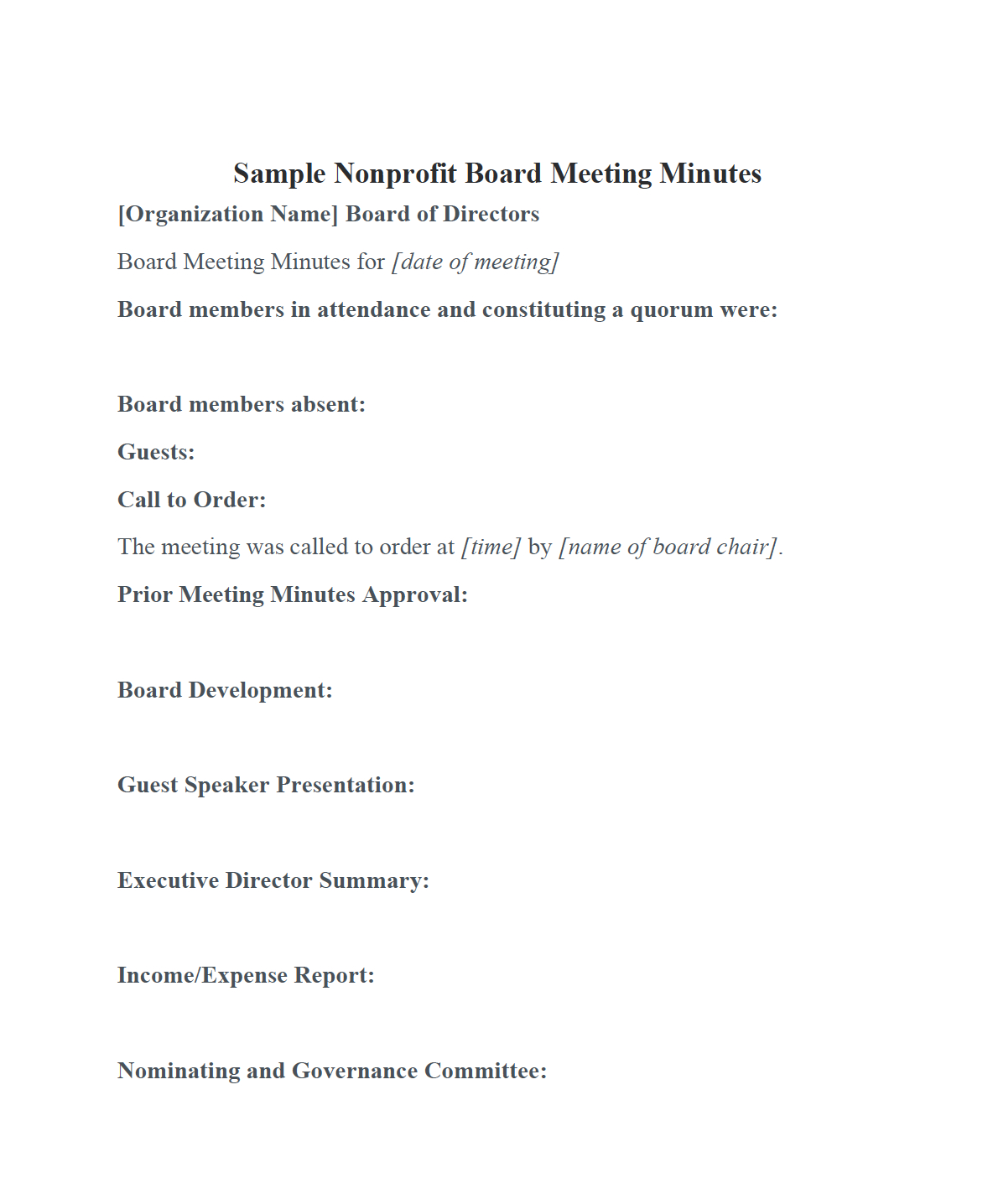 Nonprofit Board Meeting Minutes Template Diligent Insights for dimensions 1184 X 1436