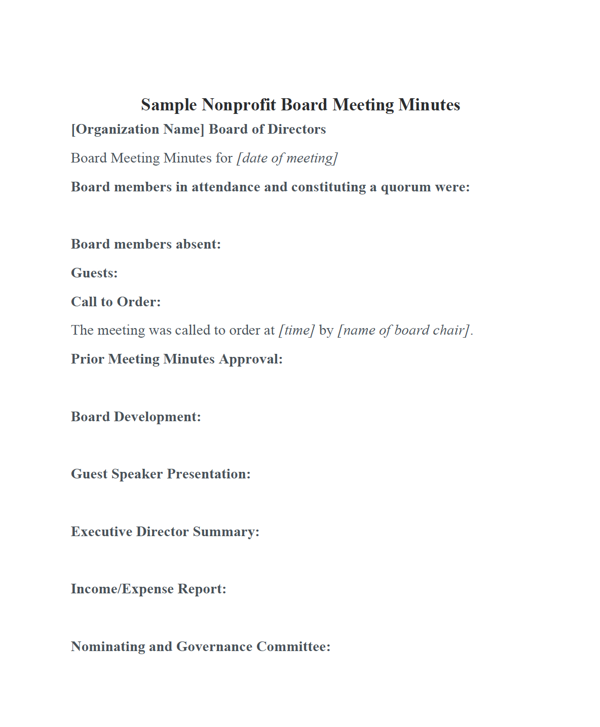 Nonprofit Board Meeting Minutes Template Diligent Insights inside dimensions 1184 X 1436