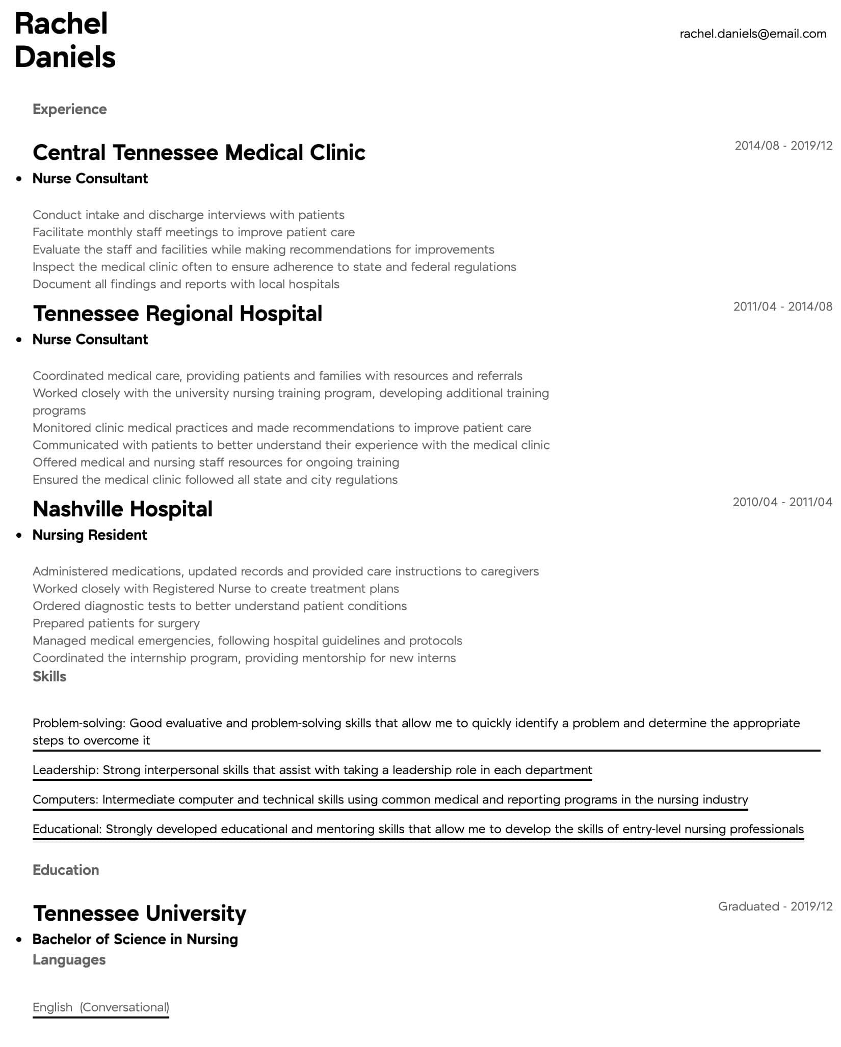 Nurse Consultant Resume Samples All Experience Levels within proportions 1650 X 2056