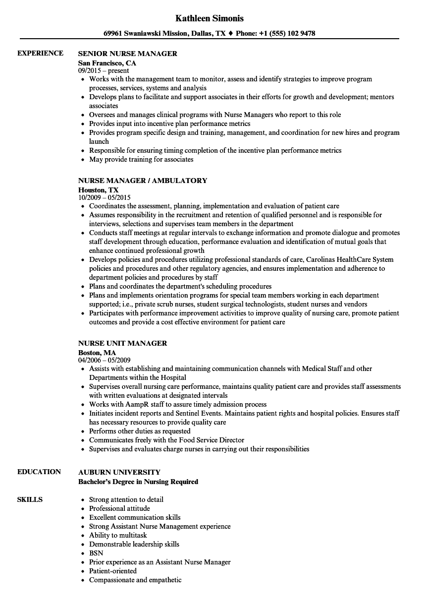 Nurse Nurse Manager Resume Samples Velvet Jobs throughout sizing 860 X 1240