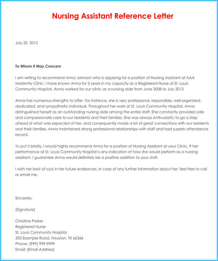 Recommendation Letter Example For Nurses • Invitation Template Ideas