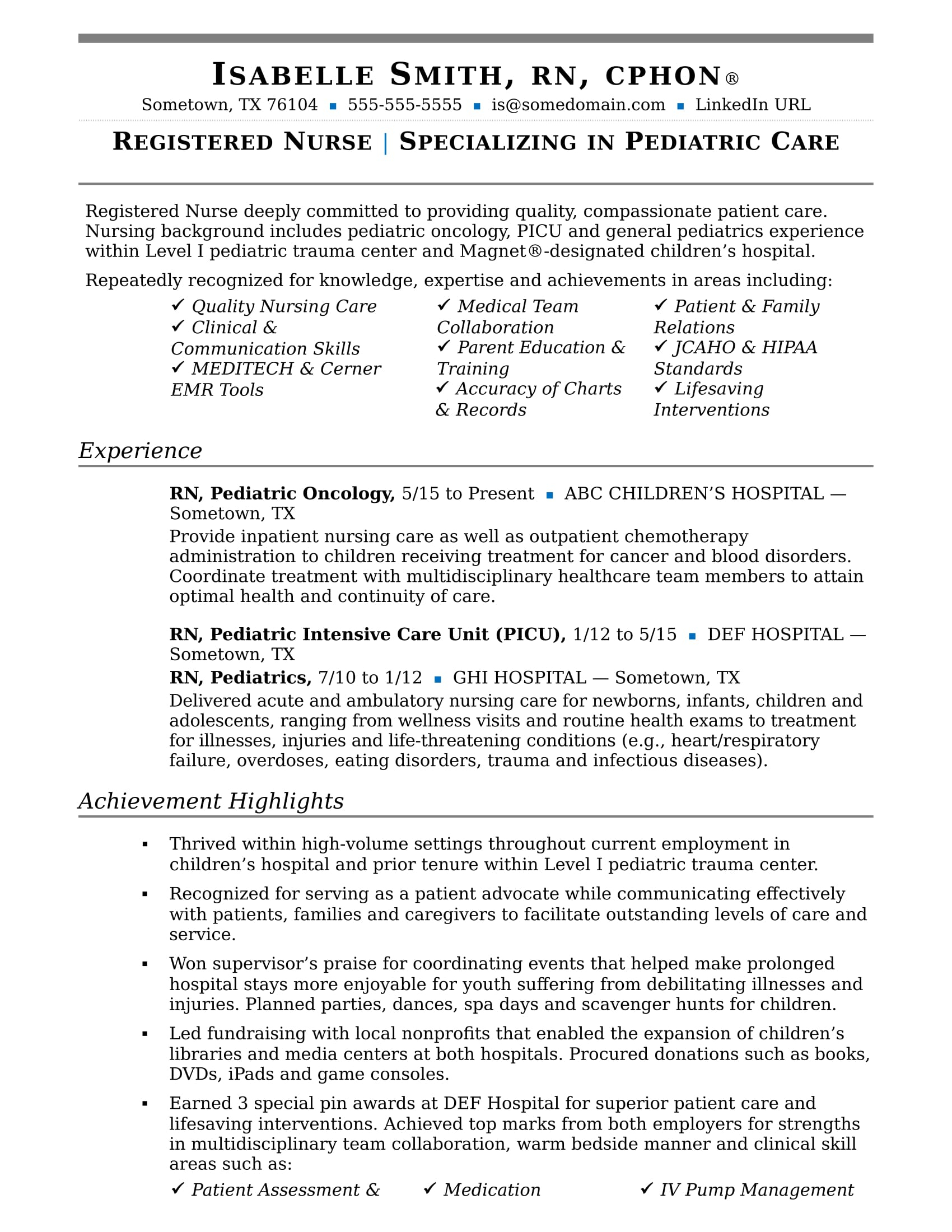 Nurse Resume Sample Monster inside size 1700 X 2200