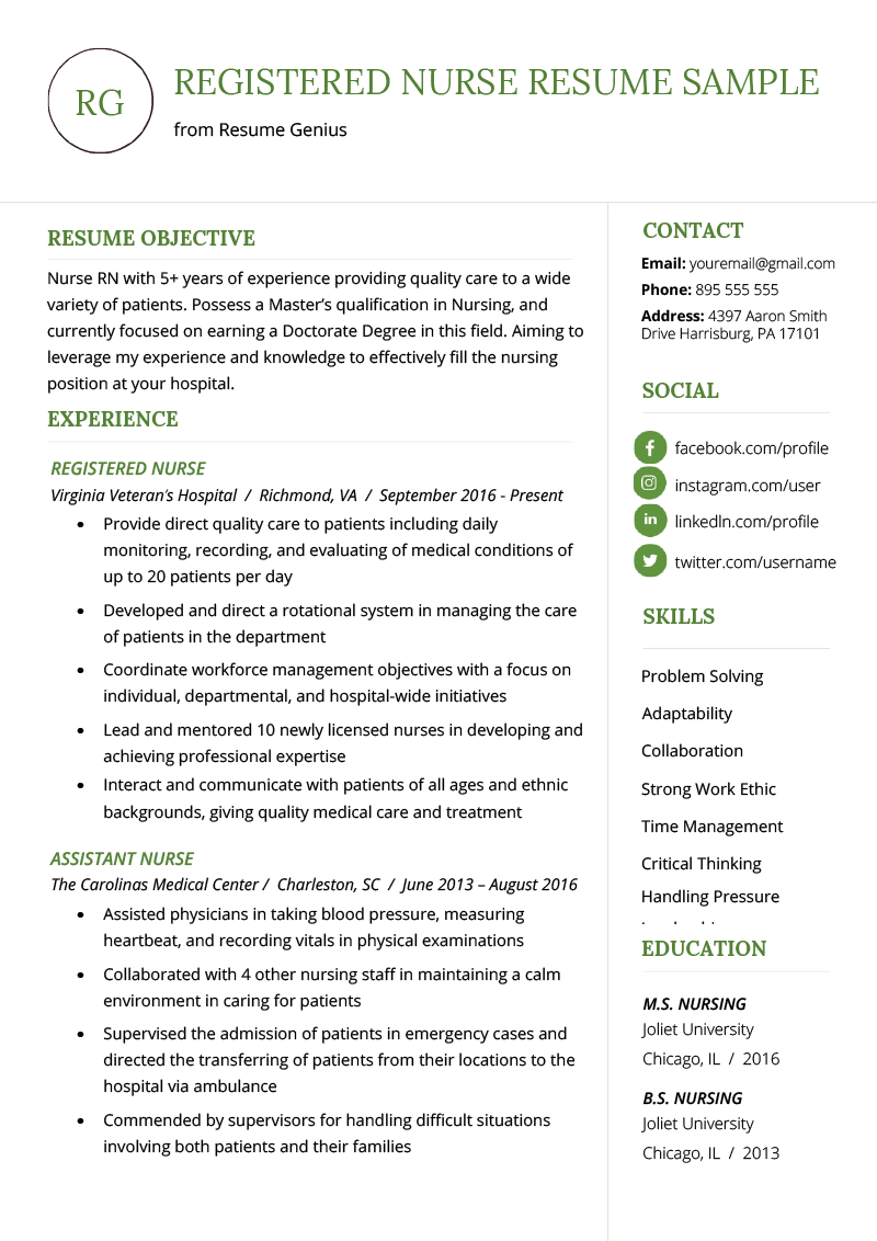 Best Objectives For Nursing Resume