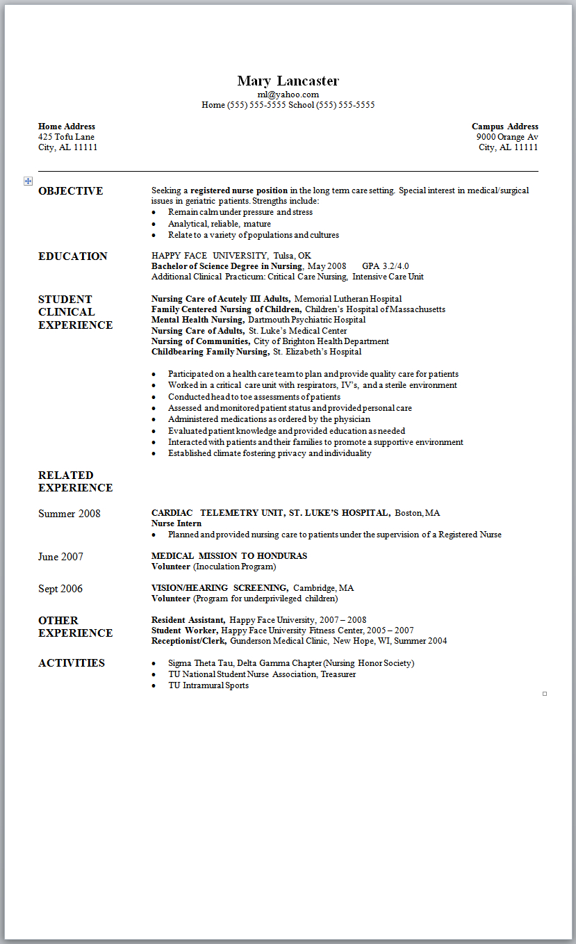 Nursing Graduates Nursing Resume Examples Student Nurse intended for sizing 829 X 1358