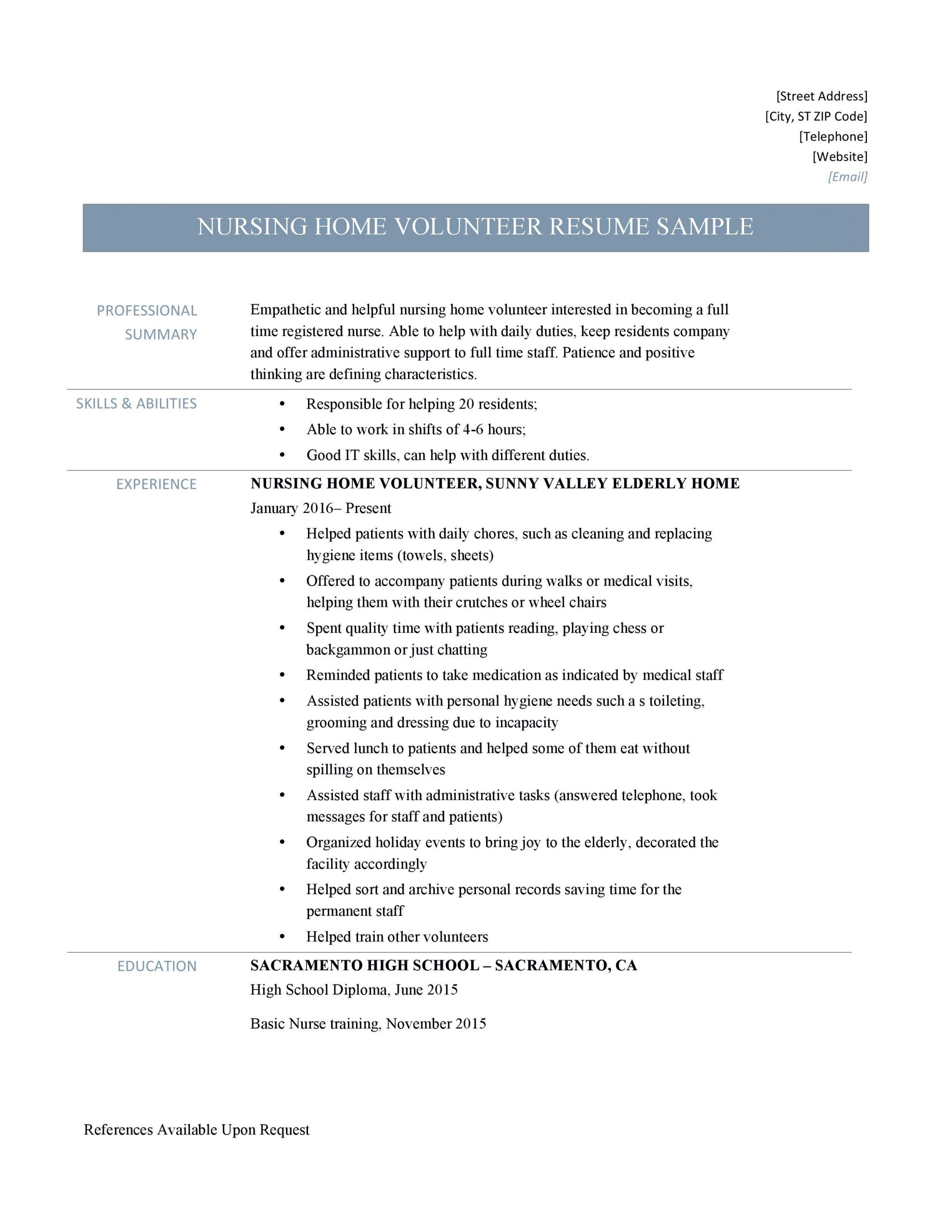 Nursing Home Volunteer Resume Samples And Job Description for size 2550 X 3300