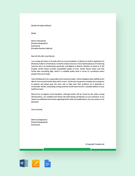 Nursing School Recommendation Letter Sample Akali with regard to measurements 440 X 570