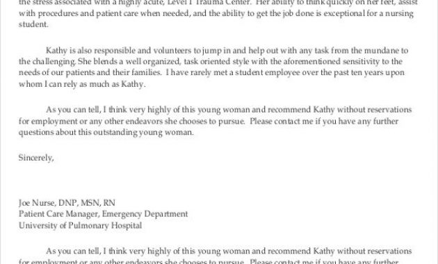 Nursing Student Recommendation Letter Sample Enom within sizing 600 X 730