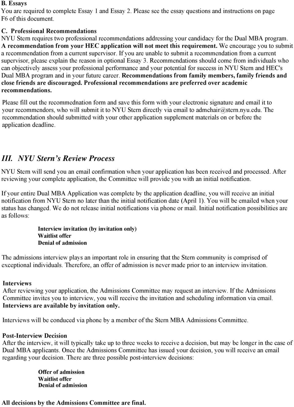 Nyu Stern Hec Dual Mba Application Pdf Free Download intended for dimensions 960 X 1326