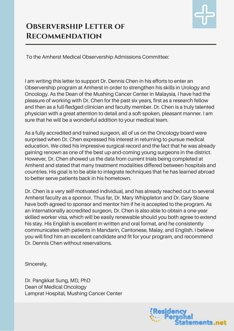 Observership Letter Of Recommendation Sample Which Will Give intended for size 794 X 1123