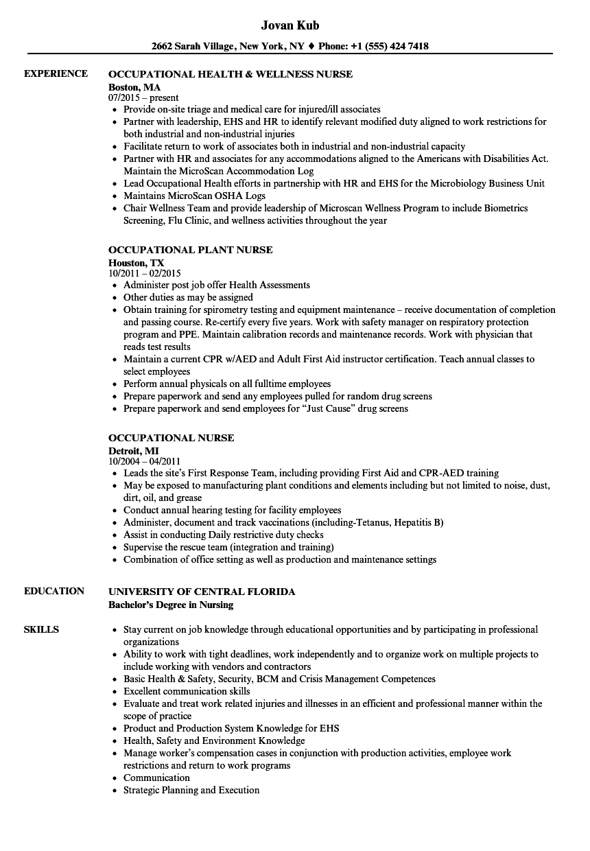 Occupational Nurse Resume Samples Velvet Jobs with regard to sizing 860 X 1240