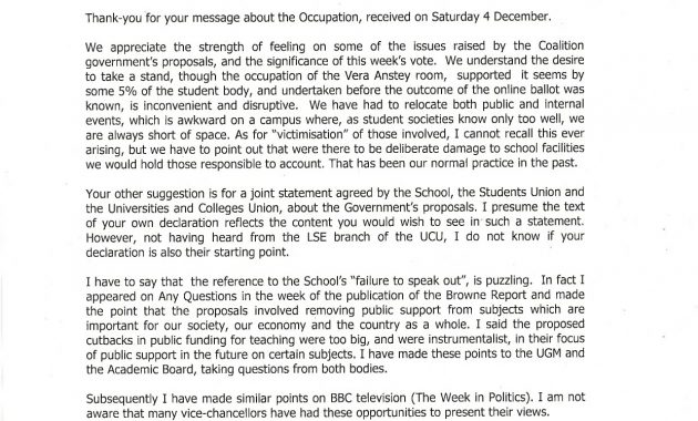 Occupiers Correspondence With Howard Davies Lse Occupation intended for dimensions 1241 X 1754