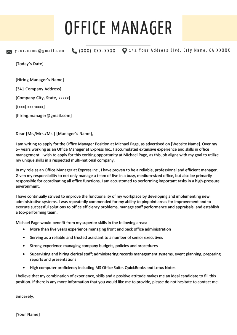 Office Manager Cover Letter Example Writing Tips Resum pertaining to sizing 800 X 1132