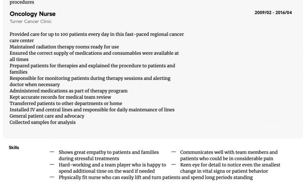 Oncology Nurse Resume Samples All Experience Levels with sizing 1650 X 2192