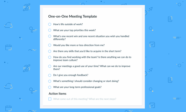 One On One Meeting Template Top 10 Questions Great Managers pertaining to sizing 4000 X 2621