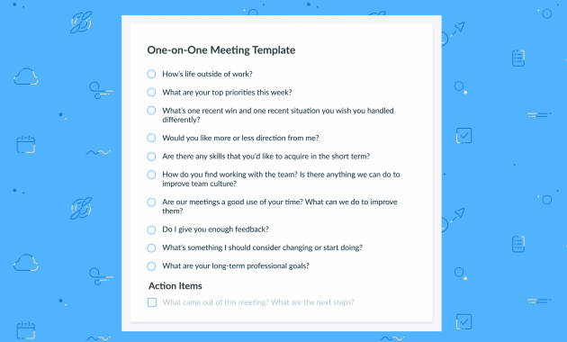 One On One Meeting Template Top 10 Questions Great Managers with sizing 4000 X 2621