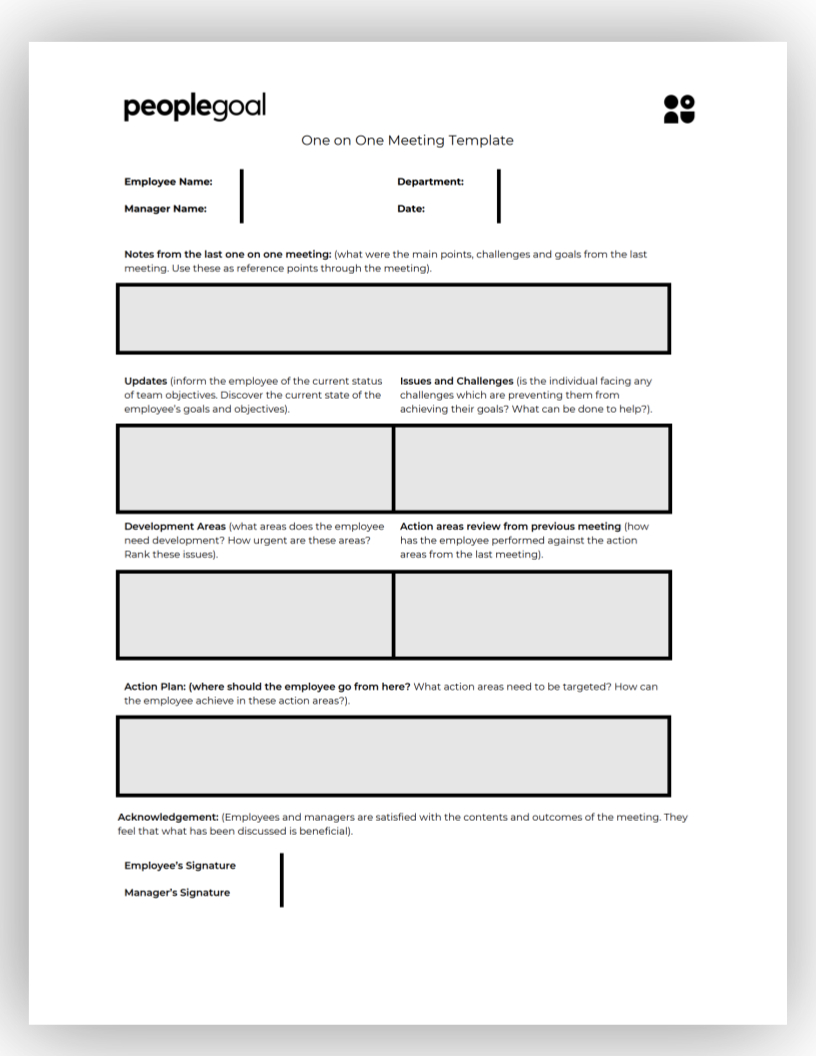One On One Staff Meeting Agenda Template