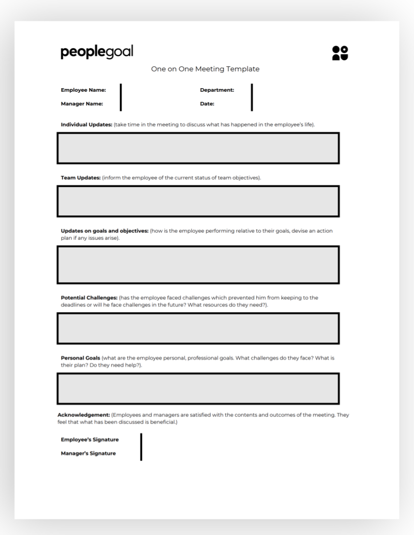 One On One Meeting Templates To Make Your Life Easier intended for sizing 816 X 1056