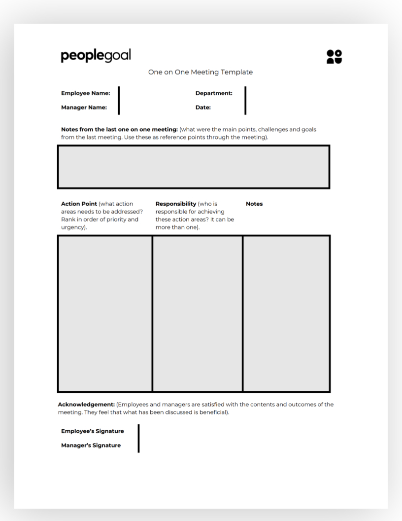 One On One Meeting Templates To Make Your Life Easier with proportions 816 X 1056
