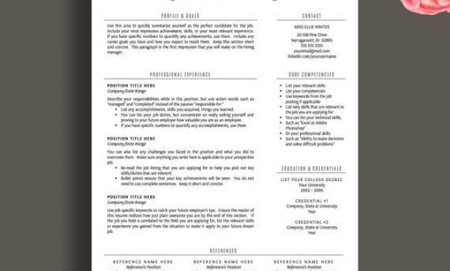 One Page Resume For Modern Teacher Enom for sizing 570 X 517