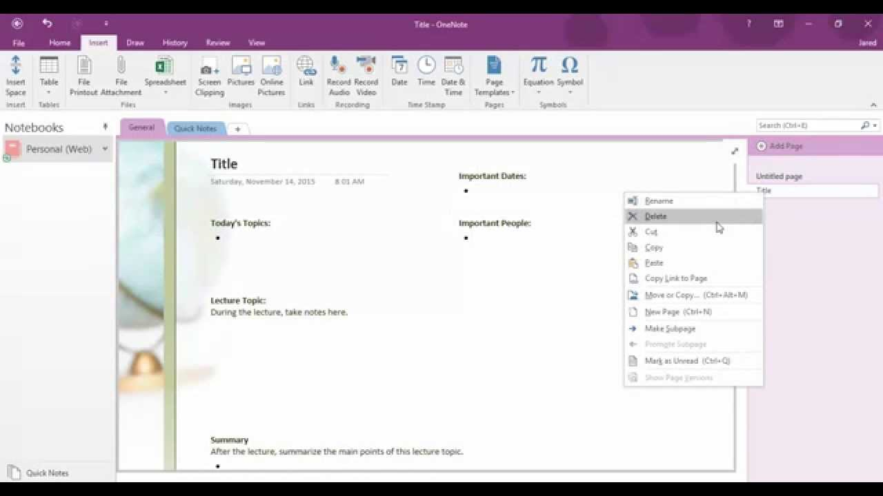 free onenote templates download