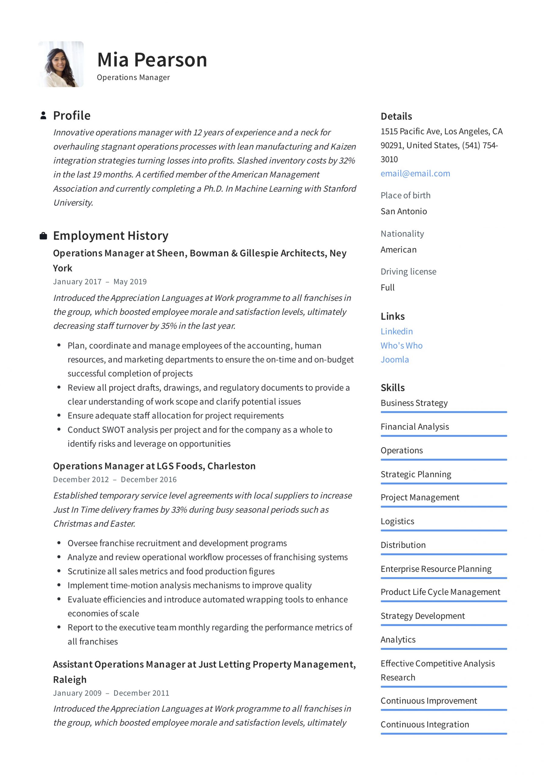 Operations Manager Resume Writing Guide 12 Examples Pdf regarding size 2478 X 3507