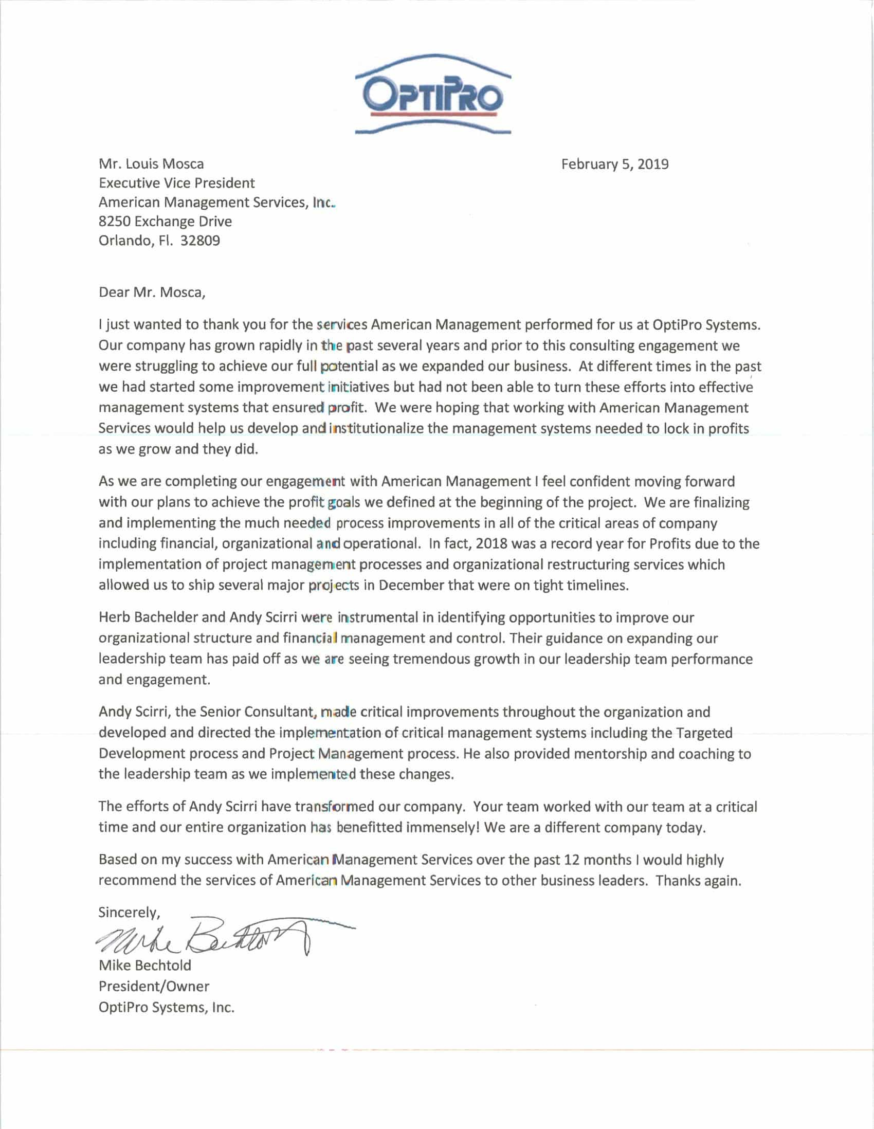 Optipro Reference Letter American Management Services Inc with proportions 1700 X 2196