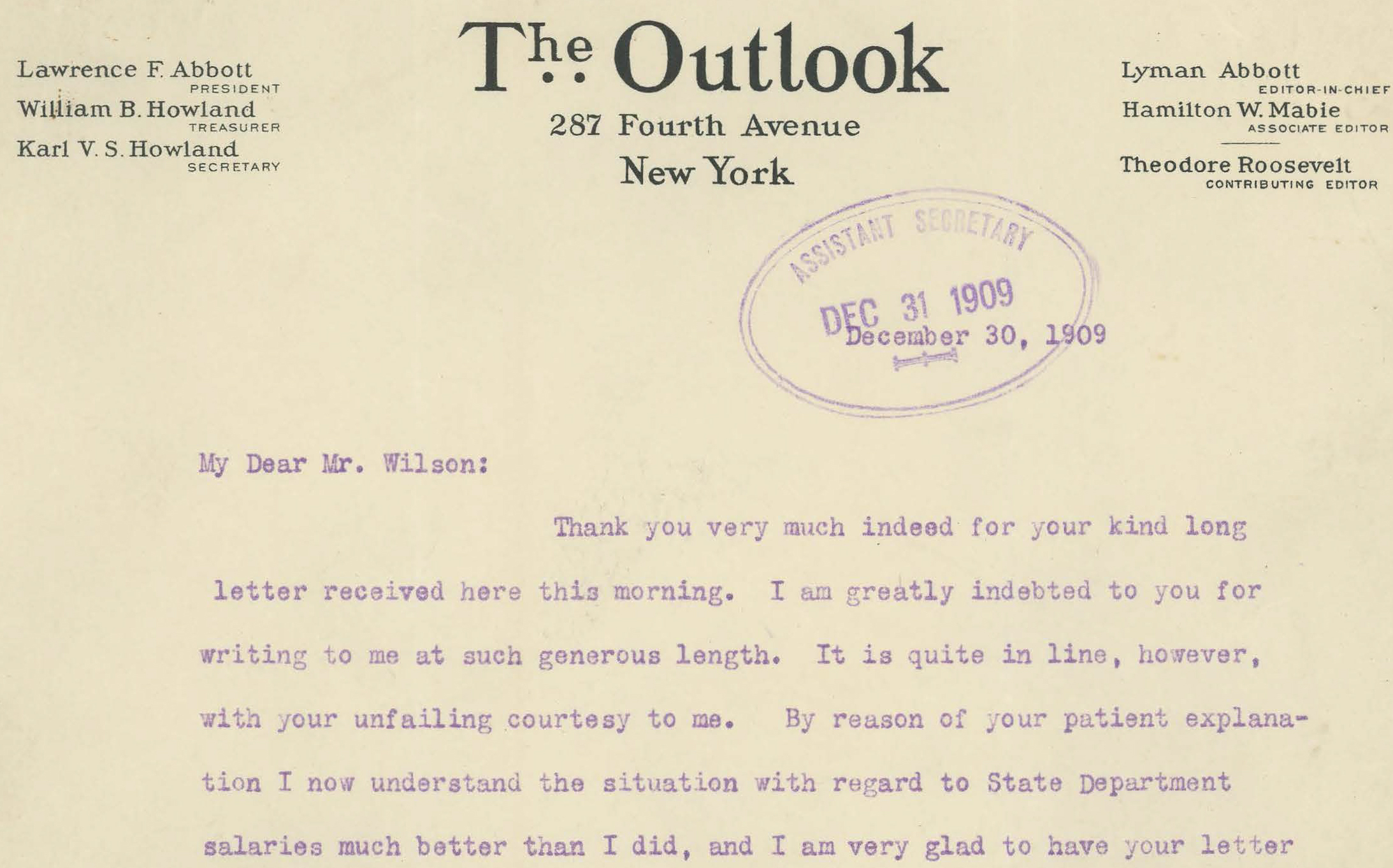 Other Correspondence Assistant Secretary Of State 1909 throughout size 2186 X 1362