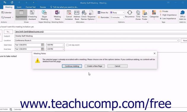 Outlook 2016 Tutorial Meeting Notes Microsoft Training Lesson for measurements 1280 X 720