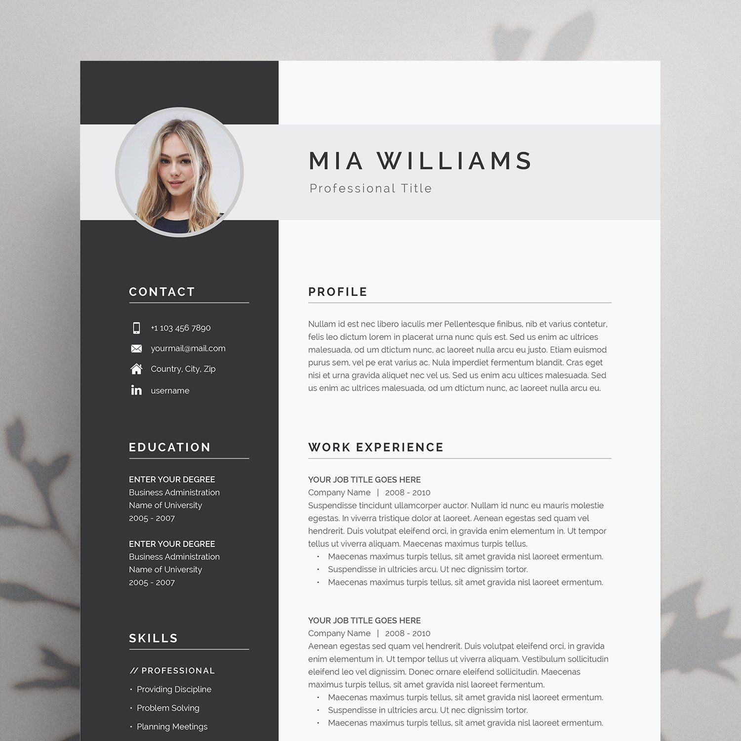 Page De Curriculum Vitae Modle 4 Moderne Modle De Cv intended for proportions 1500 X 1500