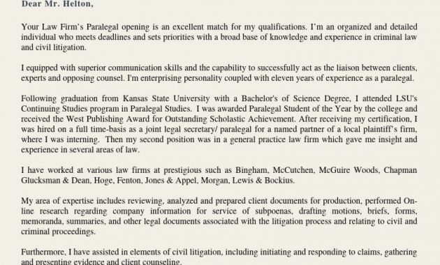 Paralegal Cover Letter Example intended for sizing 816 X 1056