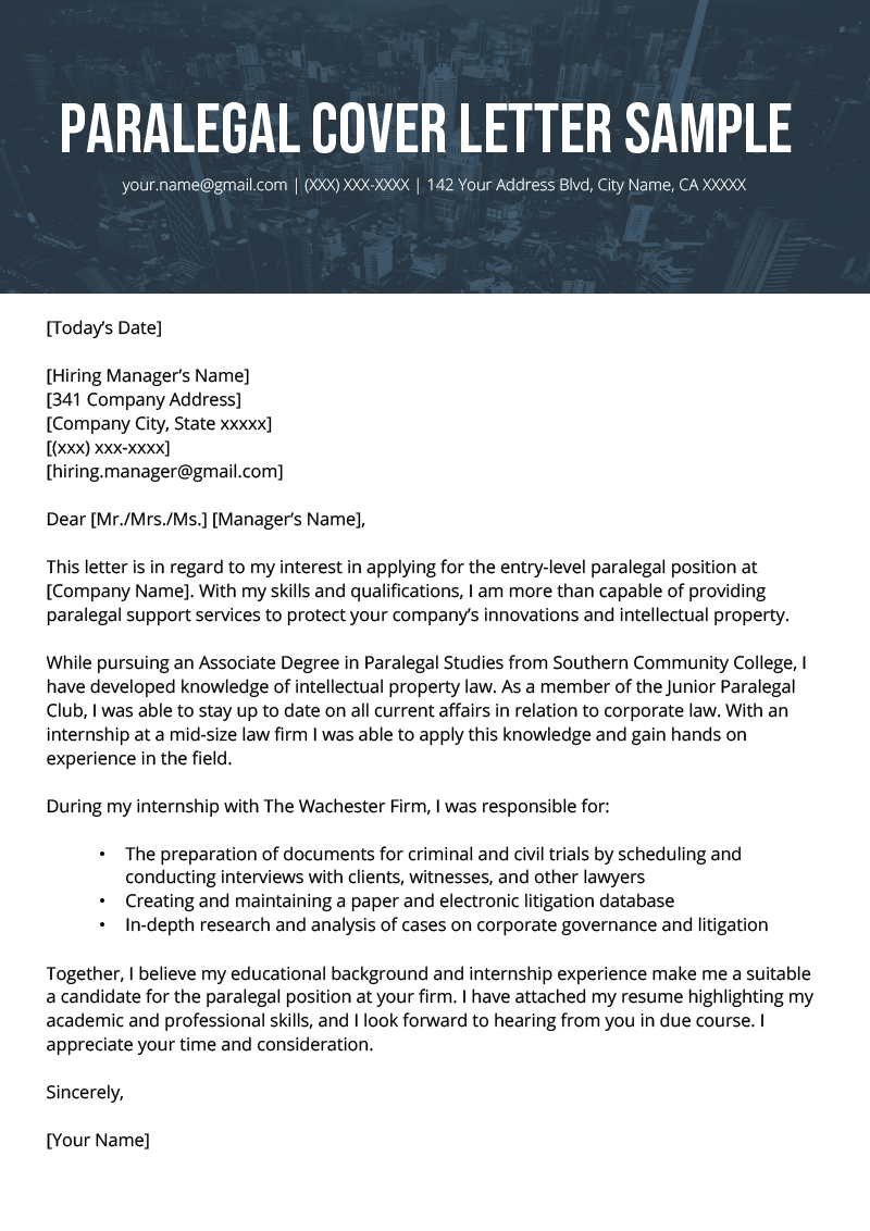 Paralegal Cover Letter Example Resume Genius with regard to measurements 800 X 1132