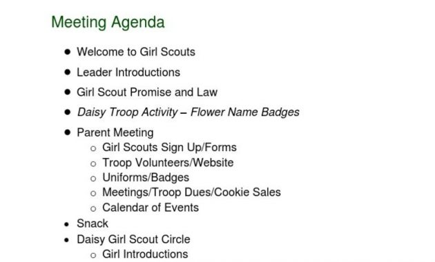 Parents Meeting Agenda And Parent Handout Packet For Daisy intended for dimensions 768 X 1024