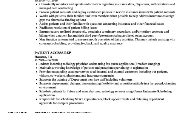 Patient Access Rep Resume Samples Velvet Jobs within measurements 860 X 1240