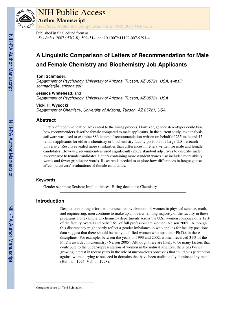 Pdf A Linguistic Comparison Of Letters Of Recommendation intended for measurements 850 X 1100