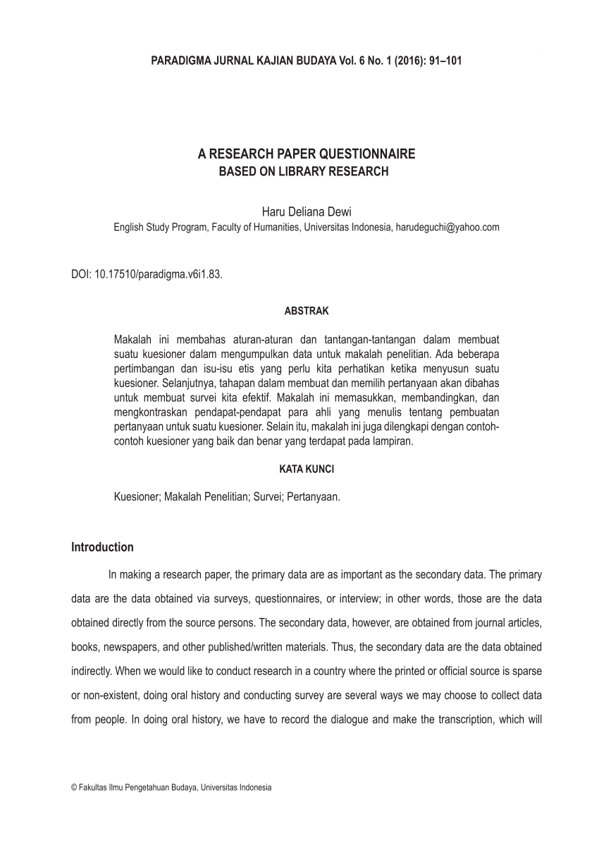 Pdf A Research Paper Questionnaire Based On Library Research intended for dimensions 850 X 1202