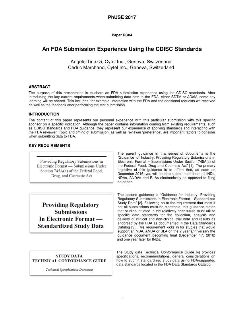 Pdf An Fda Submission Experience Using The Cdisc Standards in dimensions 850 X 1100