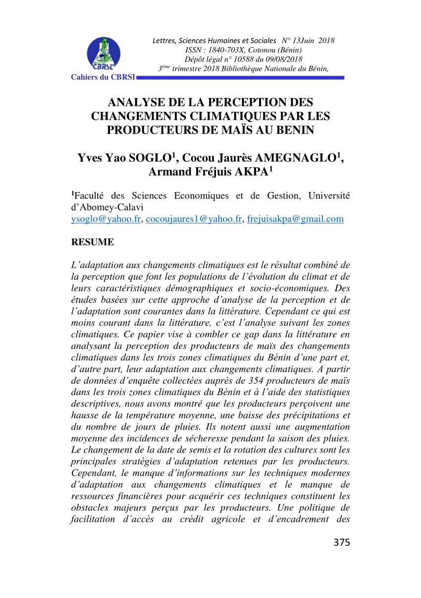 Pdf Analyse De La Perception Des Changements Climatiques inside measurements 850 X 1208