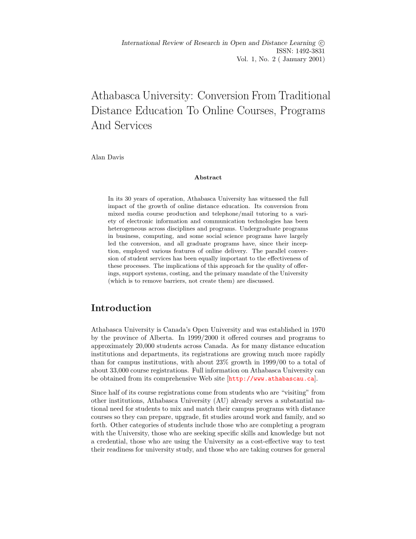 Pdf Athabasca University Conversion From Traditional throughout size 850 X 1101