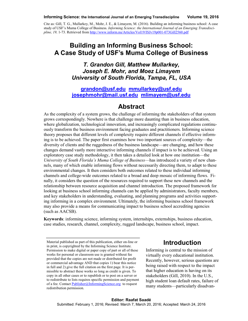 Pdf Building An Informing Business School A Case Study Of within measurements 850 X 1100